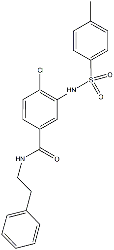 4-chloro-3-{[(4-methylphenyl)sulfonyl]amino}-N-(2-phenylethyl)benzamide 结构式