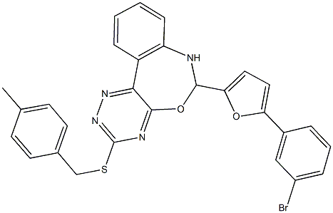 6-[5-(3-bromophenyl)-2-furyl]-3-[(4-methylbenzyl)sulfanyl]-6,7-dihydro[1,2,4]triazino[5,6-d][3,1]benzoxazepine 结构式