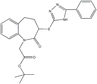 tert-butyl {2-oxo-3-[(5-phenyl-4H-1,2,4-triazol-3-yl)sulfanyl]-2,3,4,5-tetrahydro-1H-1-benzazepin-1-yl}acetate 结构式