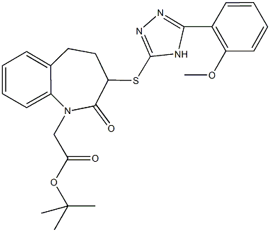 tert-butyl (3-{[5-(2-methoxyphenyl)-4H-1,2,4-triazol-3-yl]sulfanyl}-2-oxo-2,3,4,5-tetrahydro-1H-1-benzazepin-1-yl)acetate 结构式