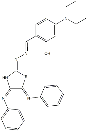 4-(diethylamino)-2-hydroxybenzaldehyde[4,5-bis(phenylimino)-1,3-thiazolidin-2-ylidene]hydrazone 结构式