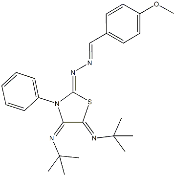 4-methoxybenzaldehyde [4,5-bis(tert-butylimino)-3-phenyl-1,3-thiazolidin-2-ylidene]hydrazone 结构式