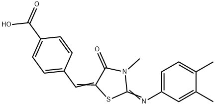 4-({2-[(3,4-dimethylphenyl)imino]-3-methyl-4-oxo-1,3-thiazolidin-5-ylidene}methyl)benzoicacid 结构式