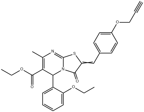 ethyl5-(2-ethoxyphenyl)-7-methyl-3-oxo-2-[4-(2-propynyloxy)benzylidene]-2,3-dihydro-5H-[1,3]thiazolo[3,2-a]pyrimidine-6-carboxylate 结构式