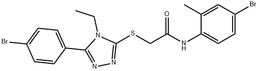 N-(4-bromo-2-methylphenyl)-2-{[5-(4-bromophenyl)-4-ethyl-4H-1,2,4-triazol-3-yl]sulfanyl}acetamide 结构式