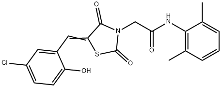 2-[5-(5-chloro-2-hydroxybenzylidene)-2,4-dioxo-1,3-thiazolidin-3-yl]-N-(2,6-dimethylphenyl)acetamide 结构式