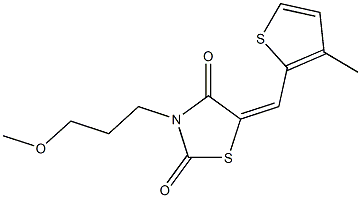 3-(3-methoxypropyl)-5-[(3-methyl-2-thienyl)methylene]-1,3-thiazolidine-2,4-dione 结构式