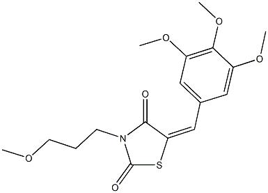 3-(3-methoxypropyl)-5-(3,4,5-trimethoxybenzylidene)-1,3-thiazolidine-2,4-dione 结构式