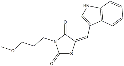 5-(1H-indol-3-ylmethylene)-3-(3-methoxypropyl)-1,3-thiazolidine-2,4-dione 结构式