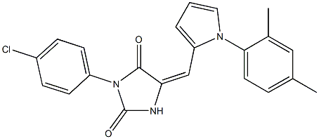 3-(4-chlorophenyl)-5-{[1-(2,4-dimethylphenyl)-1H-pyrrol-2-yl]methylene}-2,4-imidazolidinedione 结构式