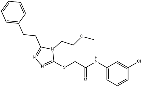 N-(3-chlorophenyl)-2-{[4-(2-methoxyethyl)-5-(2-phenylethyl)-4H-1,2,4-triazol-3-yl]sulfanyl}acetamide 结构式