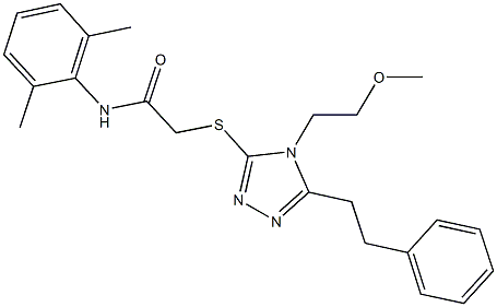 N-(2,6-dimethylphenyl)-2-{[4-(2-methoxyethyl)-5-(2-phenylethyl)-4H-1,2,4-triazol-3-yl]sulfanyl}acetamide 结构式