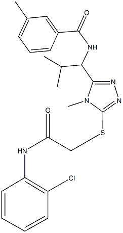 N-[1-(5-{[2-(2-chloroanilino)-2-oxoethyl]thio}-4-methyl-4H-1,2,4-triazol-3-yl)-2-methylpropyl]-3-methylbenzamide 结构式