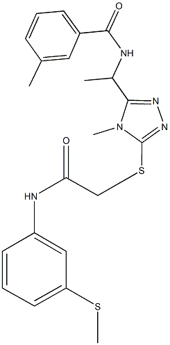 3-methyl-N-{1-[4-methyl-5-({2-[3-(methylsulfanyl)anilino]-2-oxoethyl}sulfanyl)-4H-1,2,4-triazol-3-yl]ethyl}benzamide 结构式