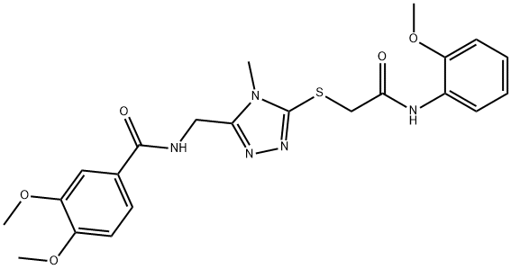 3,4-dimethoxy-N-[(5-{[2-(2-methoxyanilino)-2-oxoethyl]sulfanyl}-4-methyl-4H-1,2,4-triazol-3-yl)methyl]benzamide 结构式