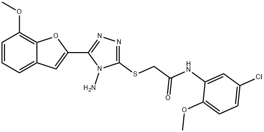 2-{[4-amino-5-(7-methoxy-1-benzofuran-2-yl)-4H-1,2,4-triazol-3-yl]sulfanyl}-N-(5-chloro-2-methoxyphenyl)acetamide 结构式