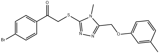 1-(4-bromophenyl)-2-({4-methyl-5-[(3-methylphenoxy)methyl]-4H-1,2,4-triazol-3-yl}thio)ethanone 结构式