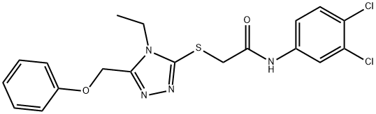 N-(3,4-dichlorophenyl)-2-{[4-ethyl-5-(phenoxymethyl)-4H-1,2,4-triazol-3-yl]sulfanyl}acetamide 结构式