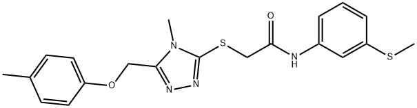 2-({4-methyl-5-[(4-methylphenoxy)methyl]-4H-1,2,4-triazol-3-yl}sulfanyl)-N-[3-(methylsulfanyl)phenyl]acetamide 结构式