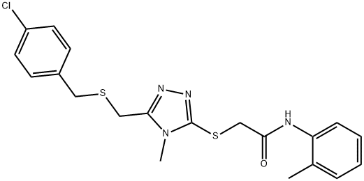 2-[(5-{[(4-chlorobenzyl)sulfanyl]methyl}-4-methyl-4H-1,2,4-triazol-3-yl)sulfanyl]-N-(2-methylphenyl)acetamide 结构式