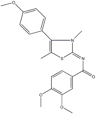 3,4-dimethoxy-N-(4-(4-methoxyphenyl)-3,5-dimethyl-1,3-thiazol-2(3H)-ylidene)benzamide 结构式