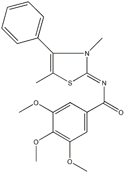 N-(3,5-dimethyl-4-phenyl-1,3-thiazol-2(3H)-ylidene)-3,4,5-trimethoxybenzamide 结构式