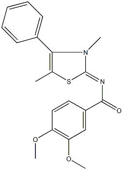 N-(3,5-dimethyl-4-phenyl-1,3-thiazol-2(3H)-ylidene)-3,4-dimethoxybenzamide 结构式