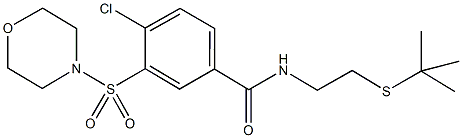 N-[2-(tert-butylsulfanyl)ethyl]-4-chloro-3-(4-morpholinylsulfonyl)benzamide 结构式