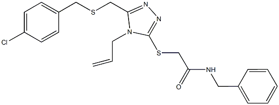 2-[(4-allyl-5-{[(4-chlorobenzyl)sulfanyl]methyl}-4H-1,2,4-triazol-3-yl)sulfanyl]-N-benzylacetamide 结构式