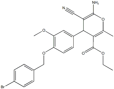 ethyl 6-amino-4-{4-[(4-bromobenzyl)oxy]-3-methoxyphenyl}-5-cyano-2-methyl-4H-pyran-3-carboxylate 结构式