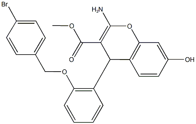 methyl 2-amino-4-{2-[(4-bromobenzyl)oxy]phenyl}-7-hydroxy-4H-chromene-3-carboxylate 结构式