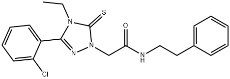 2-[3-(2-chlorophenyl)-4-ethyl-5-thioxo-4,5-dihydro-1H-1,2,4-triazol-1-yl]-N-(2-phenylethyl)acetamide 结构式