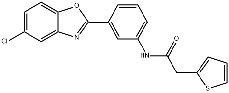 N-[3-(5-chloro-1,3-benzoxazol-2-yl)phenyl]-2-(2-thienyl)acetamide 结构式