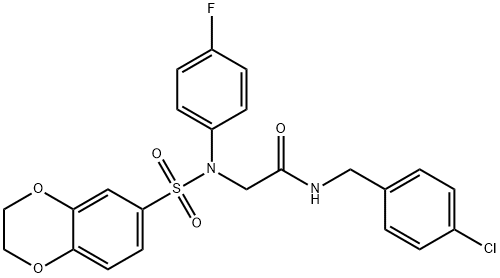 N-(4-chlorobenzyl)-2-[(2,3-dihydro-1,4-benzodioxin-6-ylsulfonyl)-4-fluoroanilino]acetamide 结构式