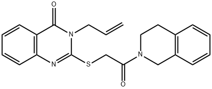 3-allyl-2-{[2-(3,4-dihydro-2(1H)-isoquinolinyl)-2-oxoethyl]thio}-4(3H)-quinazolinone 结构式