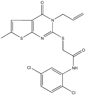 2-[(3-allyl-6-methyl-4-oxo-3,4-dihydrothieno[2,3-d]pyrimidin-2-yl)thio]-N-(2,5-dichlorophenyl)acetamide 结构式