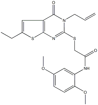 2-[(3-allyl-6-ethyl-4-oxo-3,4-dihydrothieno[2,3-d]pyrimidin-2-yl)thio]-N-(2,5-dimethoxyphenyl)acetamide 结构式