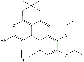 2-amino-4-(2-bromo-4,5-diethoxyphenyl)-7,7-dimethyl-5-oxo-5,6,7,8-tetrahydro-4H-chromene-3-carbonitrile 结构式
