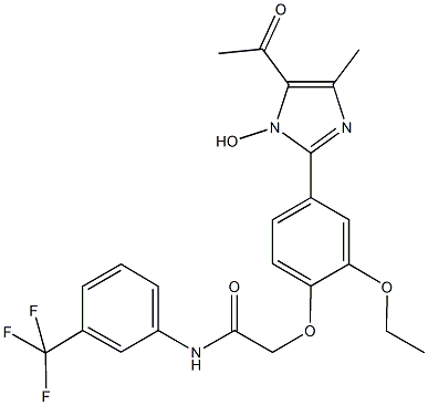 2-[4-(5-acetyl-1-hydroxy-4-methyl-1H-imidazol-2-yl)-2-ethoxyphenoxy]-N-[3-(trifluoromethyl)phenyl]acetamide 结构式