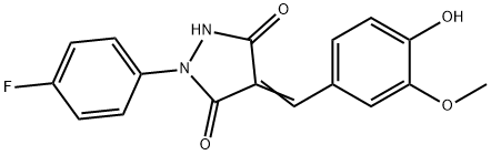 1-(4-fluorophenyl)-4-(4-hydroxy-3-methoxybenzylidene)-3,5-pyrazolidinedione 结构式