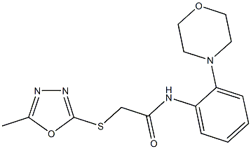 2-[(5-methyl-1,3,4-oxadiazol-2-yl)sulfanyl]-N-[2-(4-morpholinyl)phenyl]acetamide 结构式