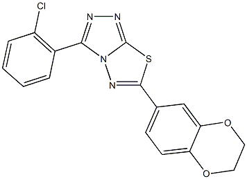 3-(2-chlorophenyl)-6-(2,3-dihydro-1,4-benzodioxin-6-yl)[1,2,4]triazolo[3,4-b][1,3,4]thiadiazole 结构式