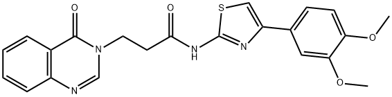 N-[4-(3,4-dimethoxyphenyl)-1,3-thiazol-2-yl]-3-(4-oxo-3(4H)-quinazolinyl)propanamide 结构式