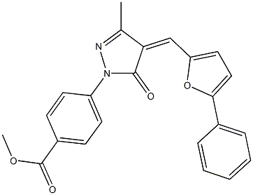 methyl4-{3-methyl-5-oxo-4-[(5-phenyl-2-furyl)methylene]-4,5-dihydro-1H-pyrazol-1-yl}benzoate 结构式