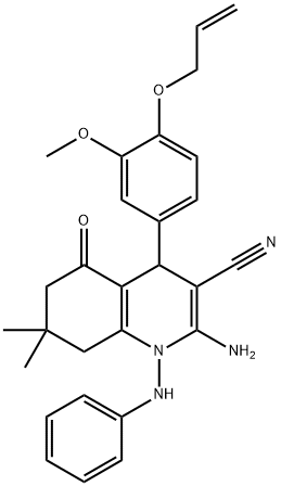 4-[4-(allyloxy)-3-methoxyphenyl]-2-amino-1-anilino-7,7-dimethyl-5-oxo-1,4,5,6,7,8-hexahydro-3-quinolinecarbonitrile 结构式