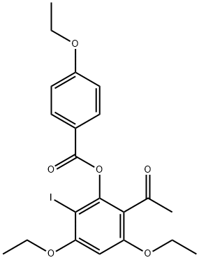 2-acetyl-3,5-diethoxy-6-iodophenyl4-ethoxybenzoate 结构式