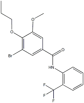 3-bromo-5-methoxy-4-propoxy-N-[2-(trifluoromethyl)phenyl]benzamide 结构式