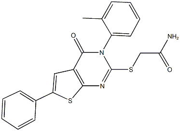 2-{[3-(2-methylphenyl)-4-oxo-6-phenyl-3,4-dihydrothieno[2,3-d]pyrimidin-2-yl]sulfanyl}acetamide 结构式