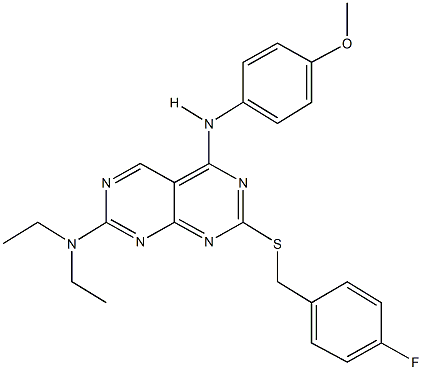 N-{7-(diethylamino)-2-[(4-fluorobenzyl)sulfanyl]pyrimido[4,5-d]pyrimidin-4-yl}-N-(4-methoxyphenyl)amine 结构式