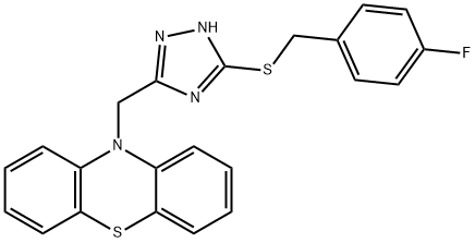 4-fluorobenzyl 3-(10H-phenothiazin-10-ylmethyl)-1H-1,2,4-triazol-5-yl sulfide 结构式